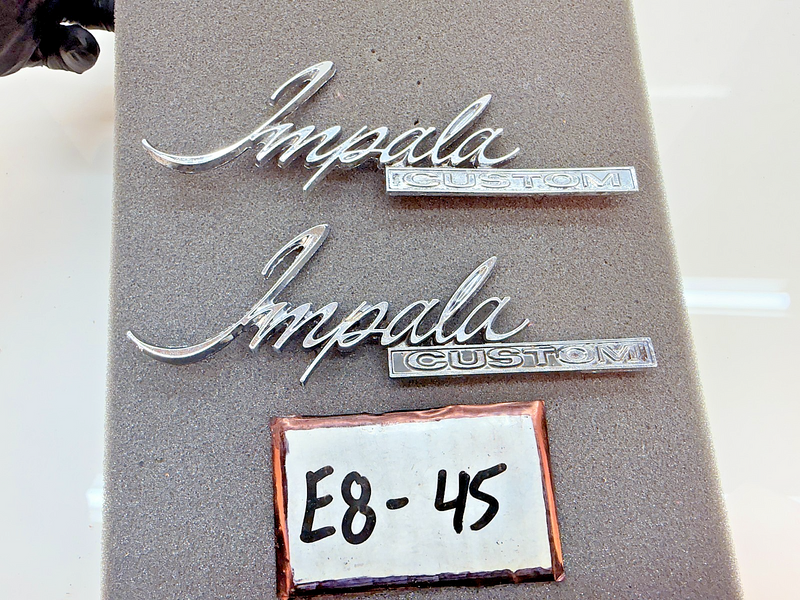 OEM 1969 - 1976 Chevy Impala PAIR Custom Sail Panel Emblem GM 9840507 E8-45