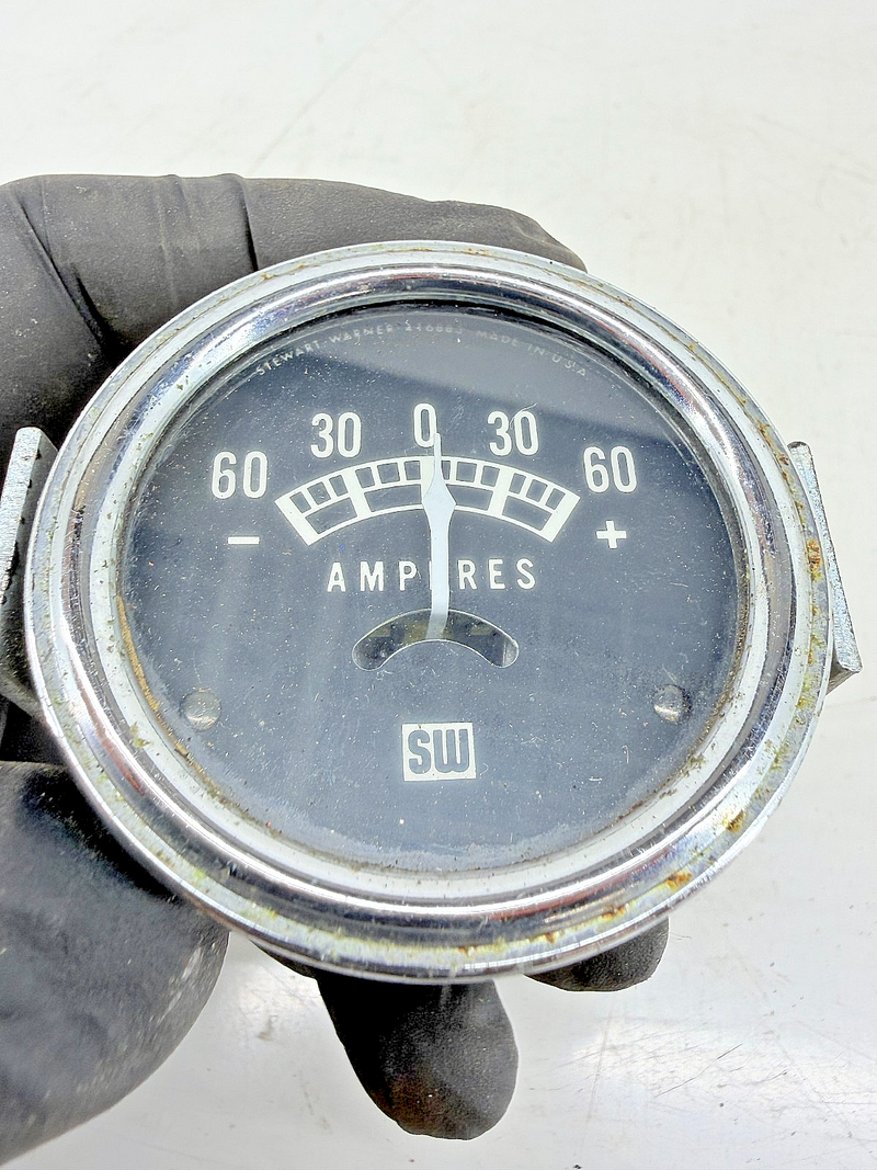 Vintage 1950s - 1960s Hot Rod Stewart Warner Ammeter 60 Amp Gauge 416883 C39-60