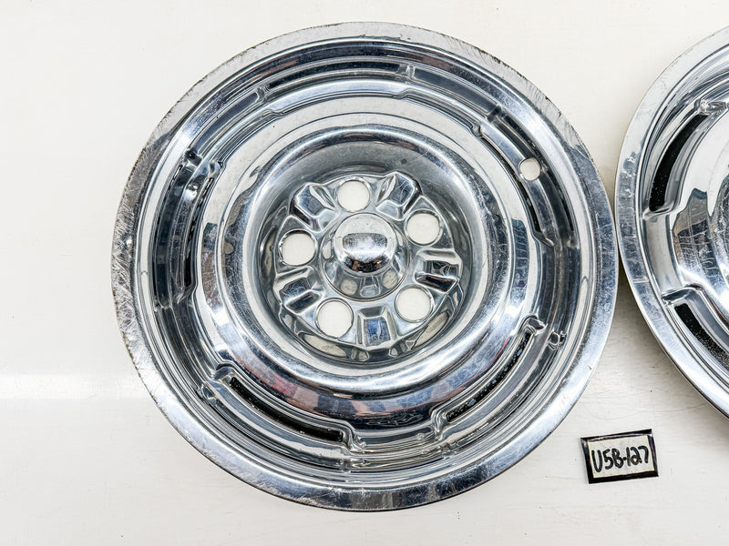 OEM 1964 1965 1966 Mercury Comet Cyclone PAIR Chrome Hubcaps Stainless U5B-127