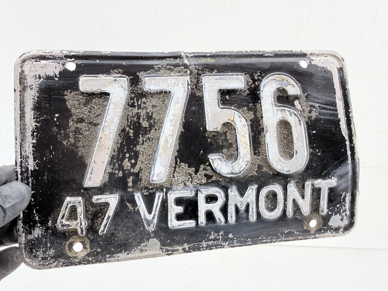 Original Paint 1947 VT 7756 Vermont License Plate Garage Sign C47-13