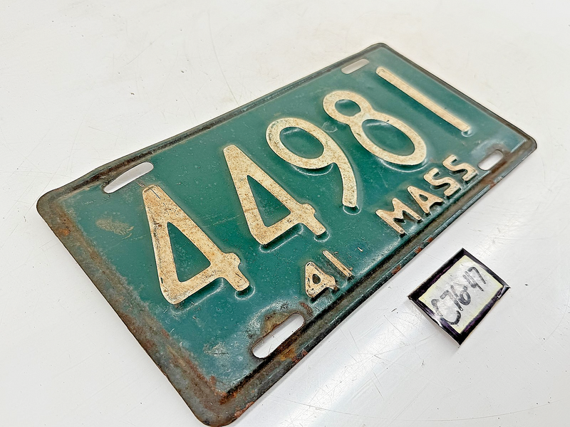Orig. Paint 1941 44981 Massachusetts License Plate Sign MA 44981 C76-47