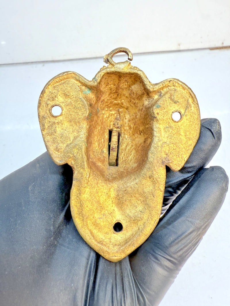 VINTAGE ANTIQUE BRASS ELEPHANT LONG TRUNK DOOR KNOCKER 7" B68-13