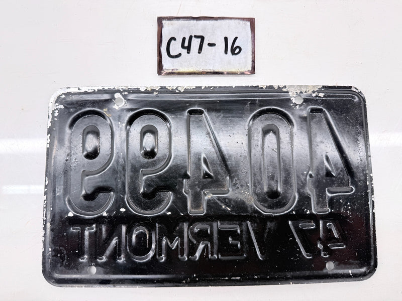 Original Paint 1947 VT 40499 Vermont License Plate Garage Sign C47-16