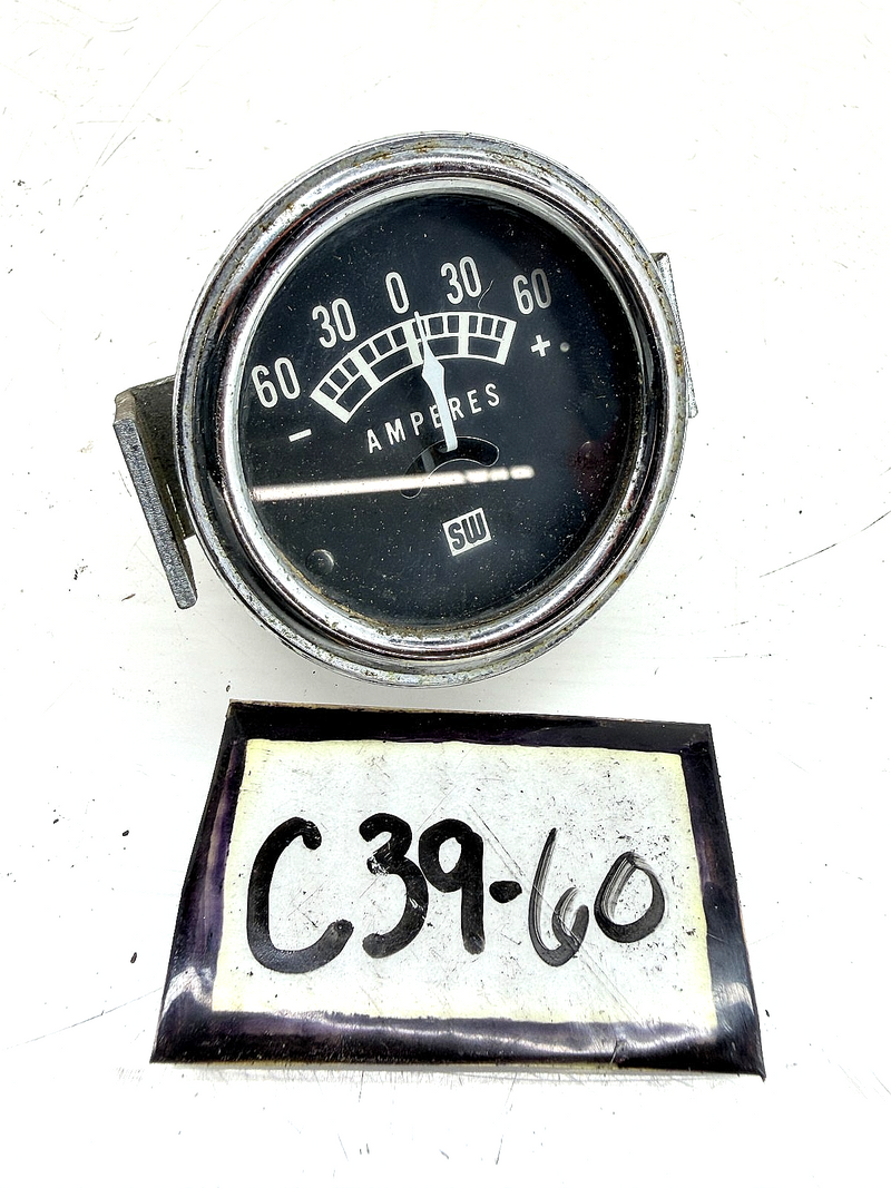 Vintage 1950s - 1960s Hot Rod Stewart Warner Ammeter 60 Amp Gauge 416883 C39-60