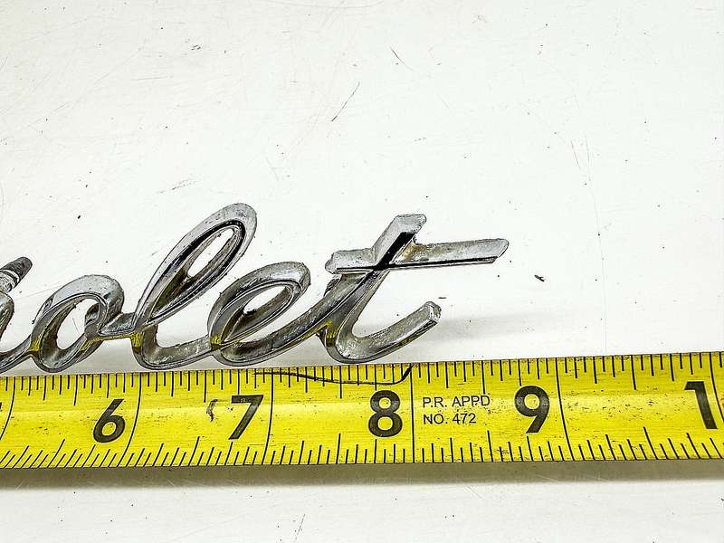 Vintage 1960s CHEVROLET SCRIPT EMBLEM 8.75" LONG E10-27
