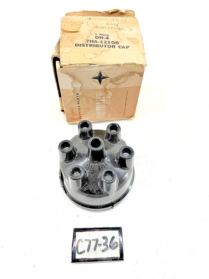 NOS AUTOLITE DH-4 DISTRIBUTOR CAP 1948 - 1973 FORD 6 CYL 7HA-12106 C77-36