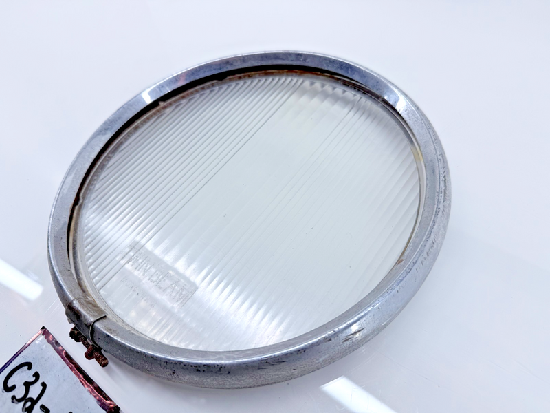 Vintage Original Monogram Twin Beam 9-15/16” Headlamp Lens & Trim Ring C32-1