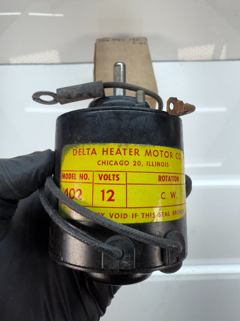 NOS DELTA HEATER MOTOR 402 - ROTATION CW - 5/16" SHAFT - 12V C19-28