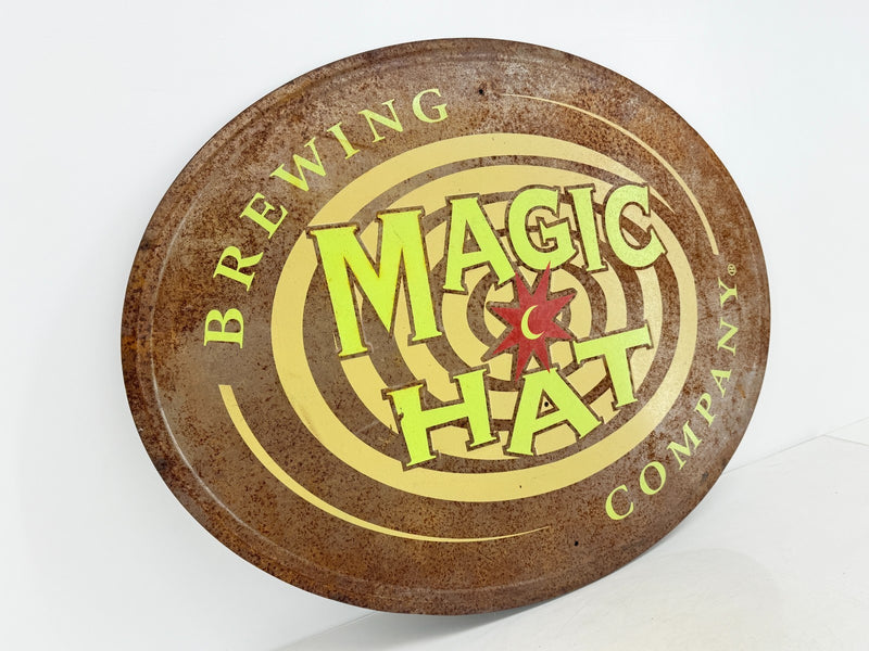 Rare Vintage 1990's Magic Hat Brewing Double Sided Oval Metal Sign Vermont Beer