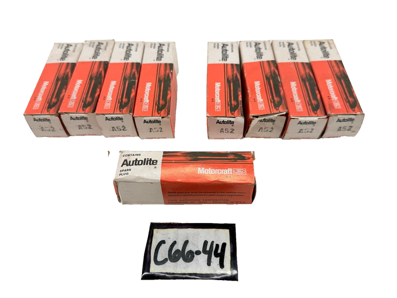 (9) VINTAGE NOS Autolite Ford Spark Plugs A52 B00-12405-A C66-44