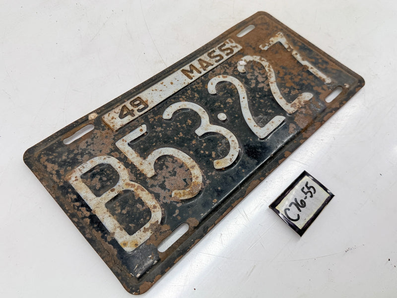 Vintage 1949 B53227 Massachusetts License Plate Sign MA B53-227 C76-55