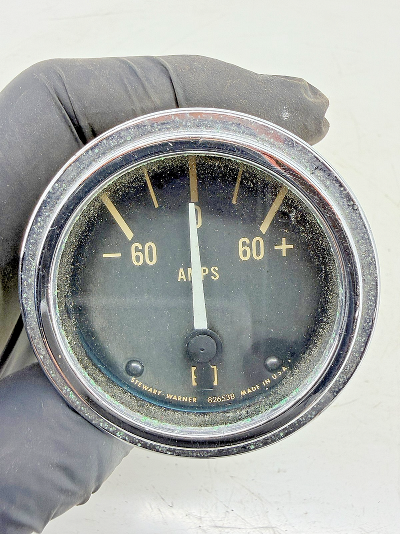 Vintage Stewart Warner Marine Deluxe Ammeter 60 Amp 1960s Boat SW 826538 C39-63