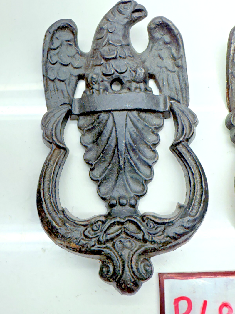 VINTAGE Pair Cast Iron Eagle Door Knocker Patriotic Americana USA B68-1