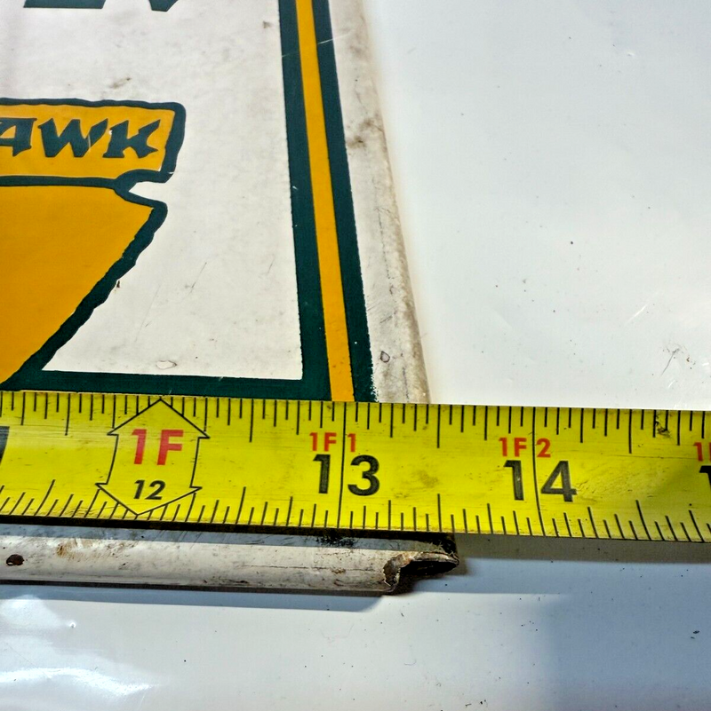 Vintage Mohawk Tires Sign Vintage Gas Garage Sign Indian Arrowhead 14" x 7" NICE