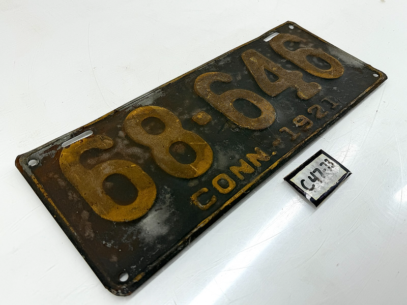 Original Paint 1921 68-646 Connecticut License Plate Sign C47-73