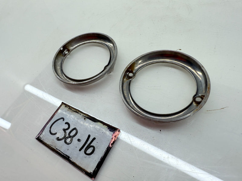 ORIGINAL PAIR CHROME GRILL BEZELS WILLYS JEEP CJ3B & TRUCKS C38-16