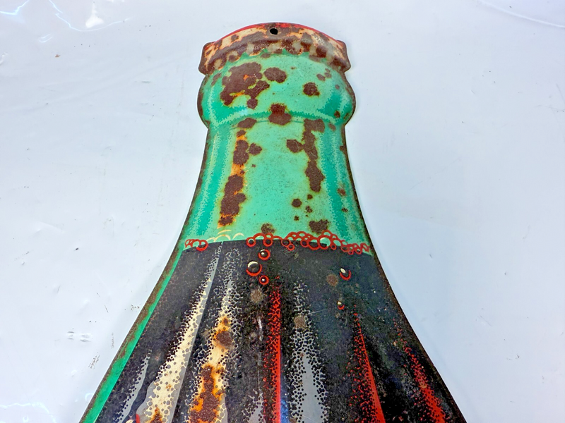 VINTAGE LARGE 29” COCA COLA EMBOSSED BOTTLE THERMOMETER SIGN 1960 - 1970’s