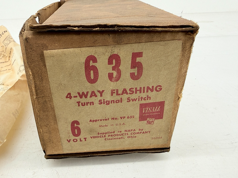Vintage NOS Visall 635 Turn Signal Switch 4-Way Hazard Street Rod Classic C75-37