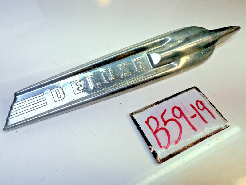 OEM 1951 FORD DELUXE SPEAR EMBLEM TRIM BADGE STAINLESS 51 B59-19