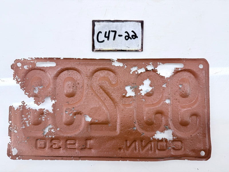 Original Paint 1930 CT 99-293 Connecticut License Plate Garage Metal Sign C47-22