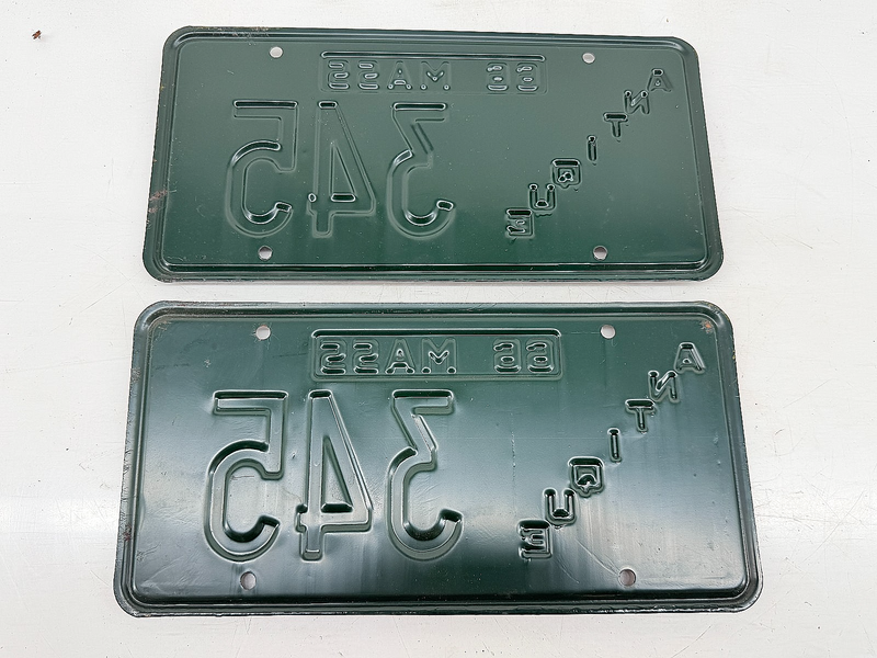 Orig. Paint PAIR 1966 ANTIQUE 345 Massachusetts License Plate Sign MA 345 C76-7