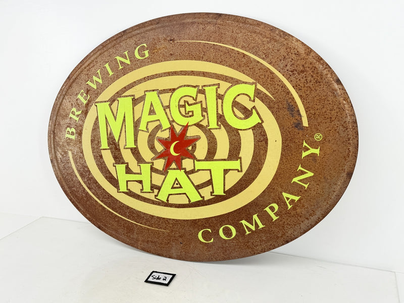 Rare Vintage 1990's Magic Hat Brewing Double Sided Oval Metal Sign Vermont Beer