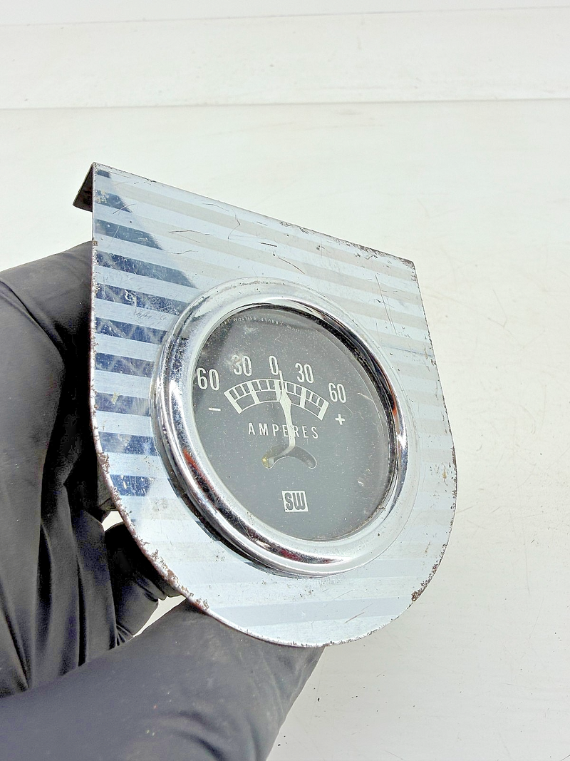 Vintage 1950s Hot Rod Stewart Warner Ammeter 60 Amp Teardrop Pod 416883 C39-51
