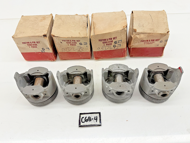 (4) NOS 1963 - 1985 Ford Mustang Mercury Cougar Piston & Pin Set D1AZ-6108 C68-4