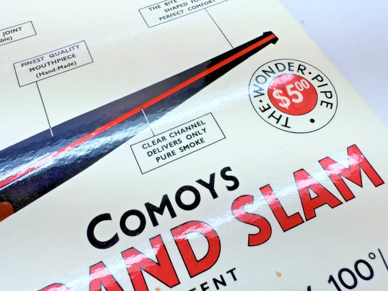 **RARE** Vintage Original COMOYS GRAND SLAM Pipe Patent Tobacco Tin Sign