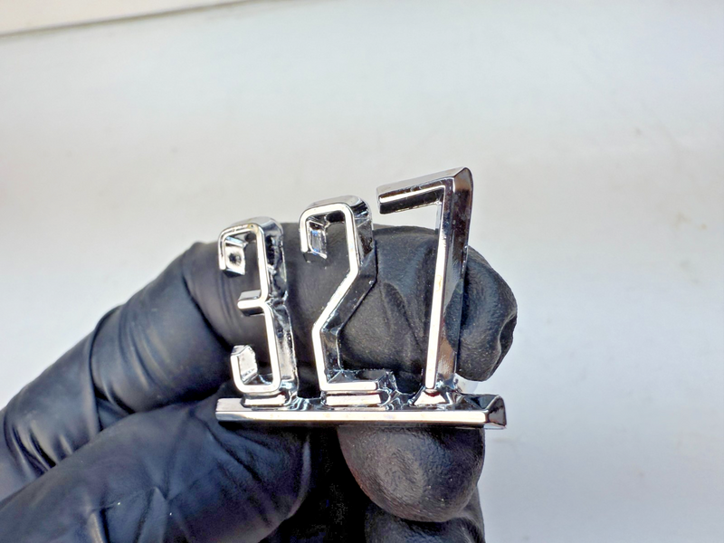 OEM GM 327 PAIR Front Fender Emblem 1965 - 1967 GM Chevrolet GM 3865834 E8-4