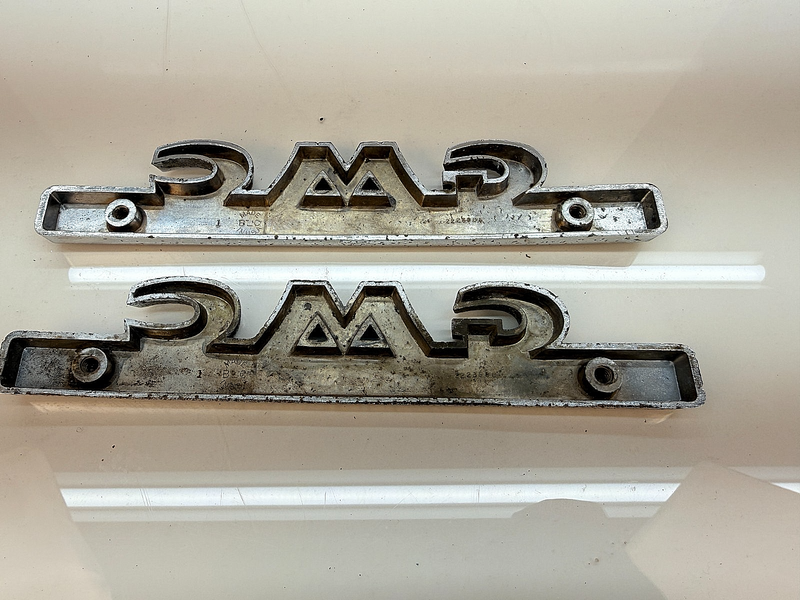 OEM 1947-1953 GMC Truck PAIR Hood Side Emblems Chrome 2223966 E8-29