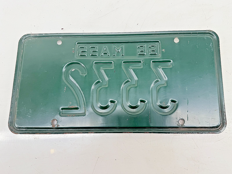 Orig. Paint 1966 3332 Massachusetts License Plate Sign MA 3332 C76-89