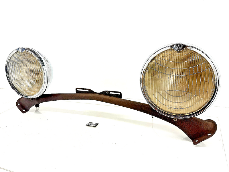 RARE OEM 1930's CM HALL HEADLAMPS & MOUNT BAR HEAD LIGHTS HOT RAT ROD U5B-118
