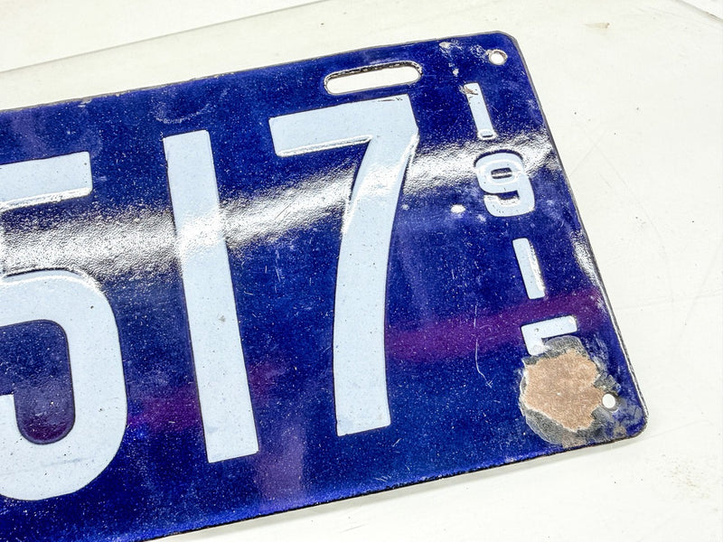 Original Porcelain 1915 6517 Massachusetts License Plate Sign MA 65 17 O-504