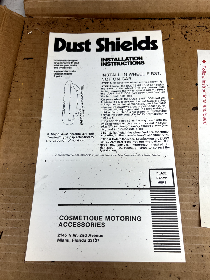 NOS 1960'S Pair Beverly Hills  Golden Disc Dust Shields #1200 Ford? U1C-B6