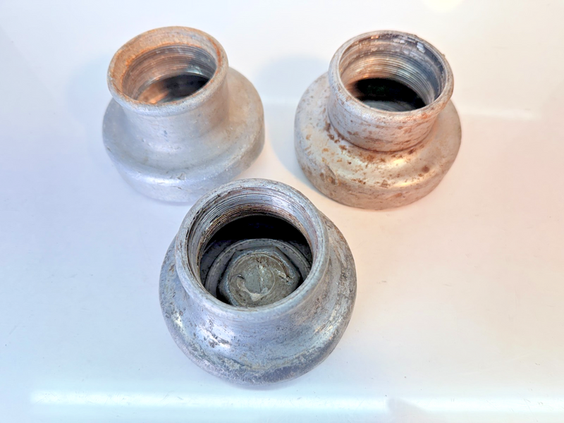 (3) RARE 1920'S PACKARD MOTOR CO. GREASE WHEEL HUB CAP WOODEN WIRE WHEEL B17-28