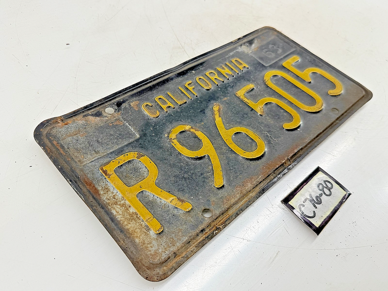 Orig. Paint 1963 California License Plate Sign R96505 CA R.96.505 C76-80