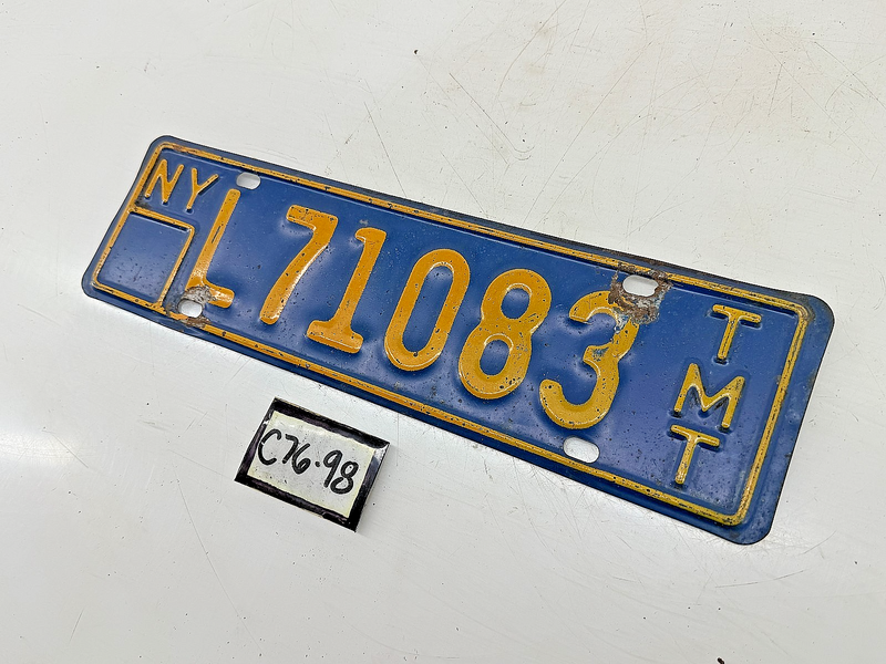 Orig. Paint New York TMT L71083 Ton Mile Tax License Plate NY L71083 C76-98