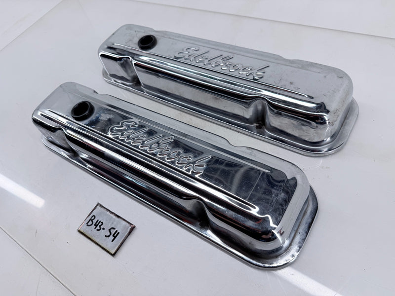 1960s - 1970s Pontiac Edelbrock Chrome Valve Covers 326 389 400 455 B43-54