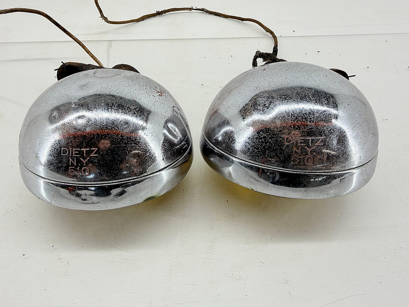 Original DIETZ N.Y. 510 FOG LIGHTS & Brackets MATCHING PAIR Ratrod Truck  C36-63