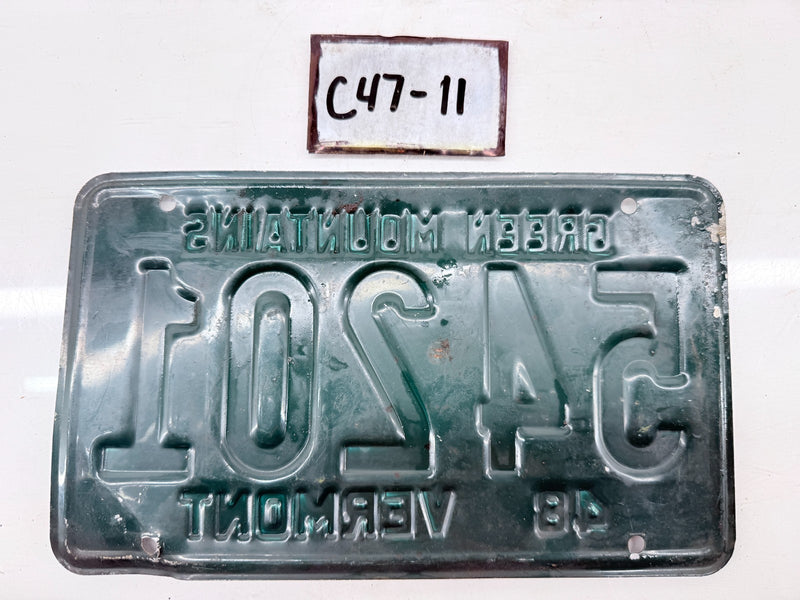 Original Paint 1948 VT 54201 Vermont License Plate Garage Metal Sign C47-11