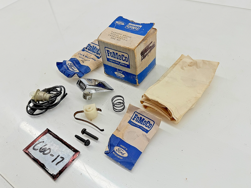 NOS 1966 Mercury Cyclone Comet Chrome Hand Brake Warning Light FoMoCo 66 C60-17