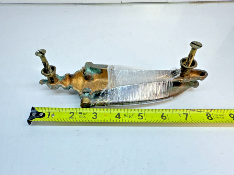 VINTAGE ANTIQUE 1920'S - 1940's BRASS TALL FEDERAL STYLE DOOR KNOCKER 8" B68-12