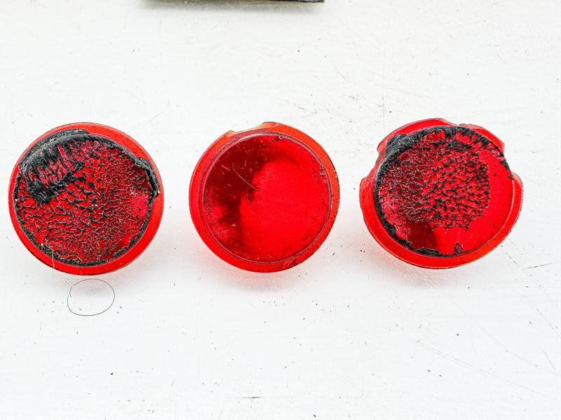 VINTAGE 1930S - 1950S RED GLASS CONE BULLET REFLECTOR LENSES LOT 3 C79-19
