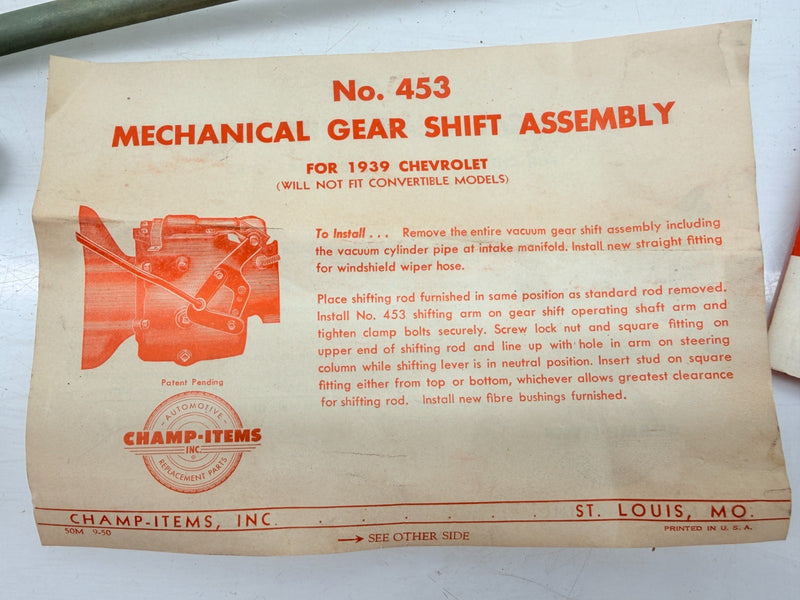 Vintage NOS Champ Items 454 Mechanical Gear Shift Assembly 1940 - 1948 Chevrolet
