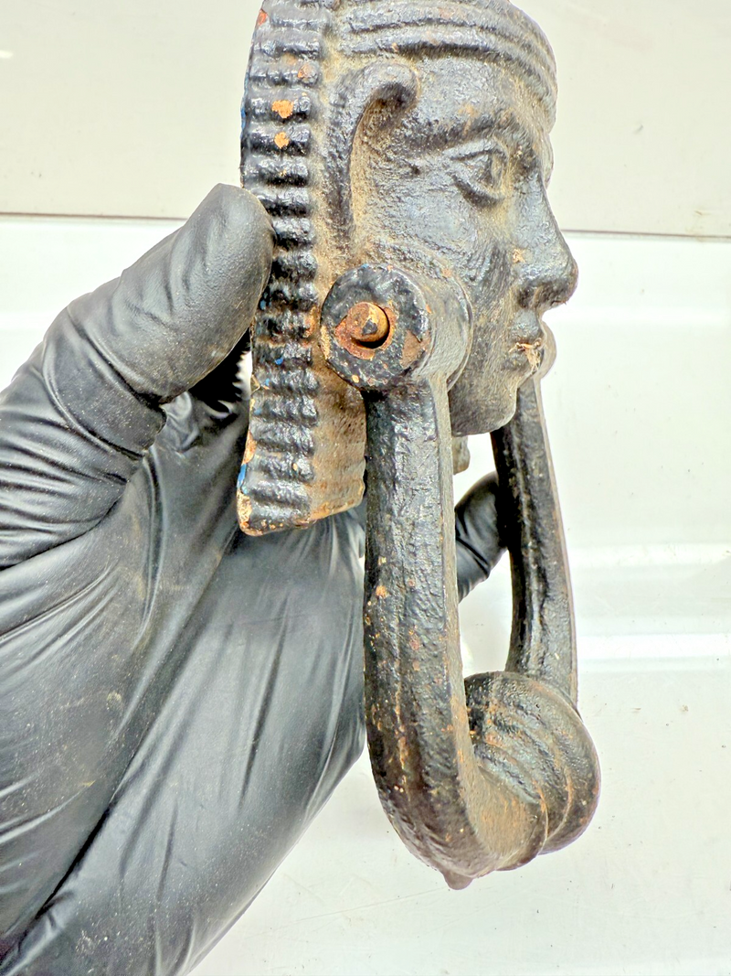 VINTAGE Cast 19TH CENTURY Egyptian Revival Door Knocker Sphinx B68-7