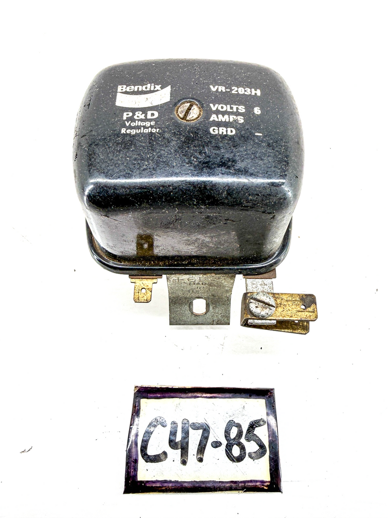 Vintage BENDIX P&D 6 VOLT VOLTAGE REGULATOR VR-203H C47-85