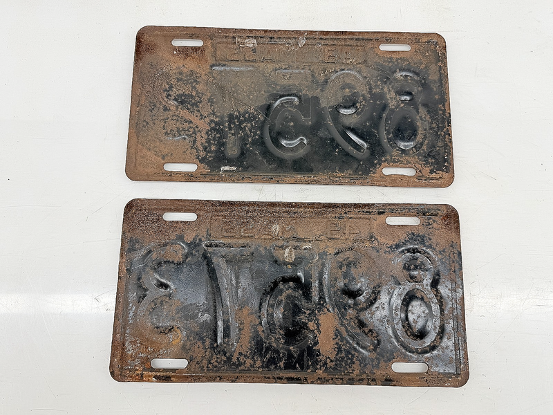 Orig. Paint PAIR 1949 89573 Massachusetts License Plate Sign MA 89573 C76-44