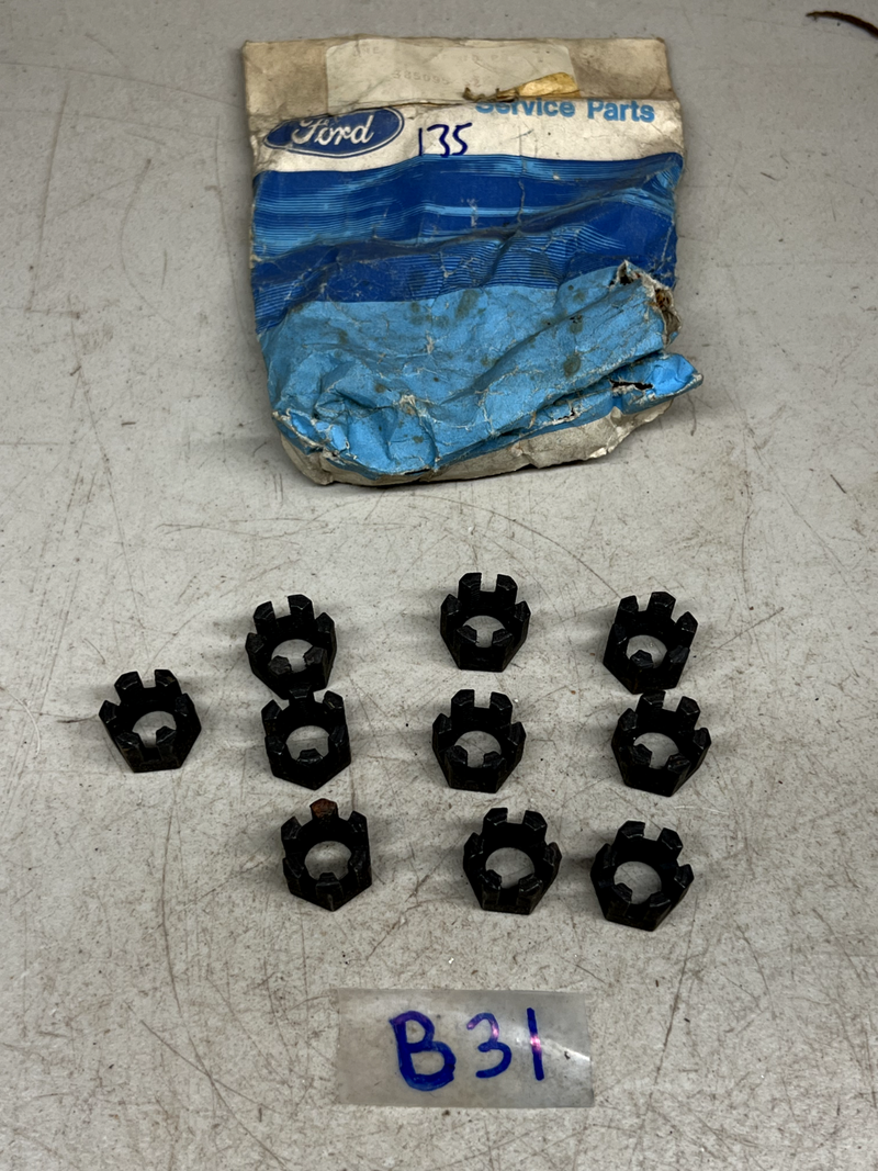 (10) NOS Ford 385095-S2 Castle Lock Nut B31-135
