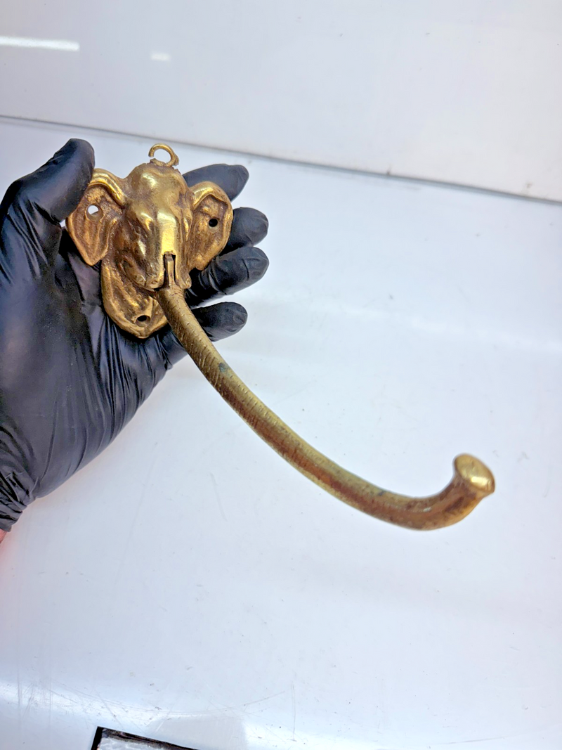 VINTAGE ANTIQUE BRASS ELEPHANT LONG TRUNK DOOR KNOCKER 7" B68-13
